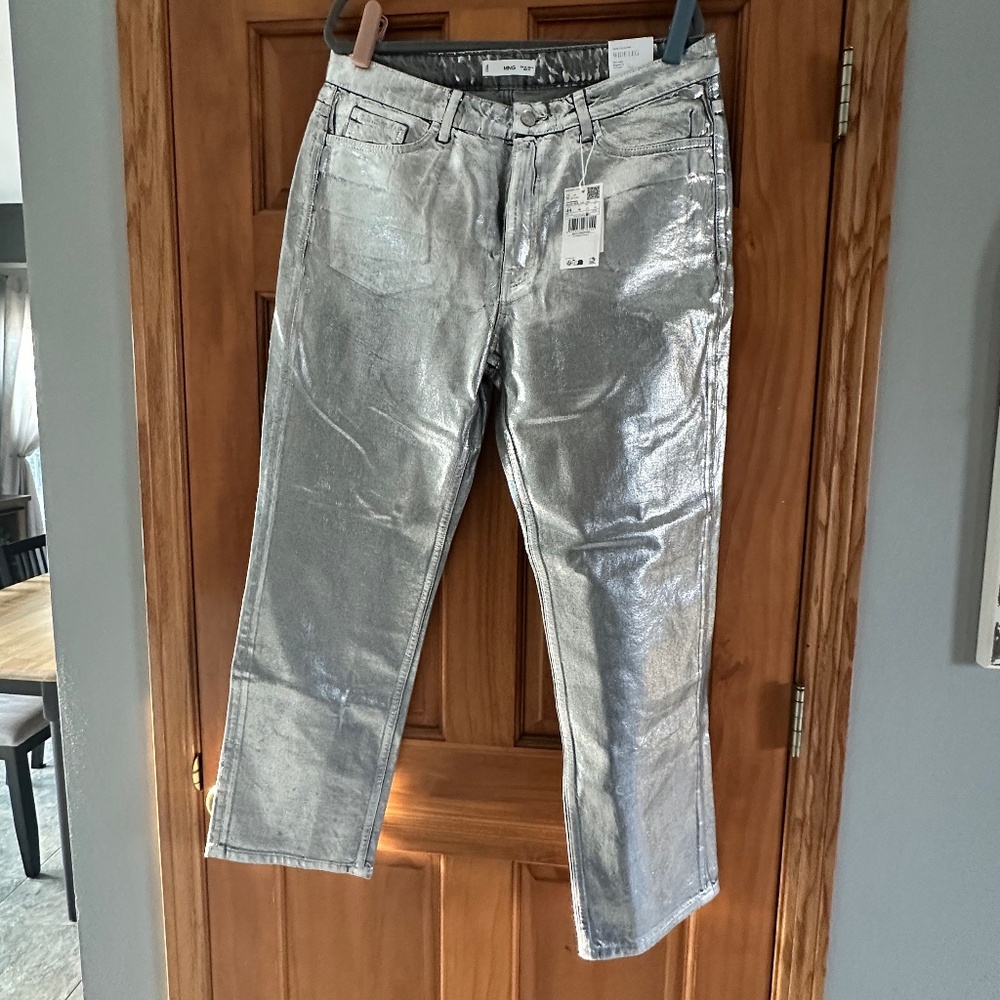 NWT Mango Silver Foil Jeans